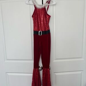 Red Sequin Jumpsuit with Belt